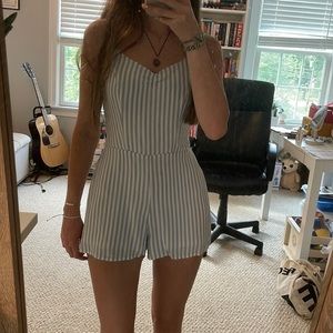 Blue striped romper